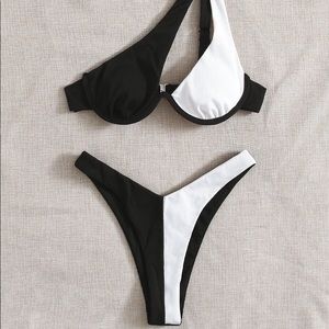 Two tone underwire high bikini set